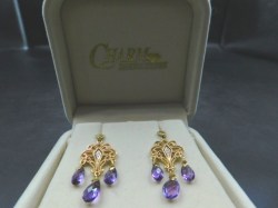 14k amethyst drop ear box